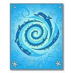 Whimsical Blue Whale Spiral Swirl Rug