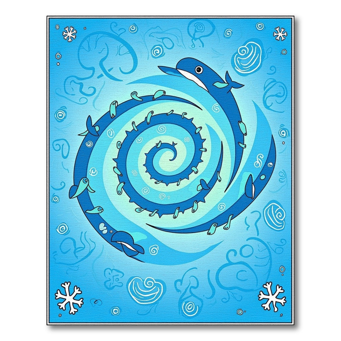 Whimsical Blue Whale Spiral Swirl Rug