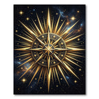 Golden Celestial Starburst Astral Medallion Rug