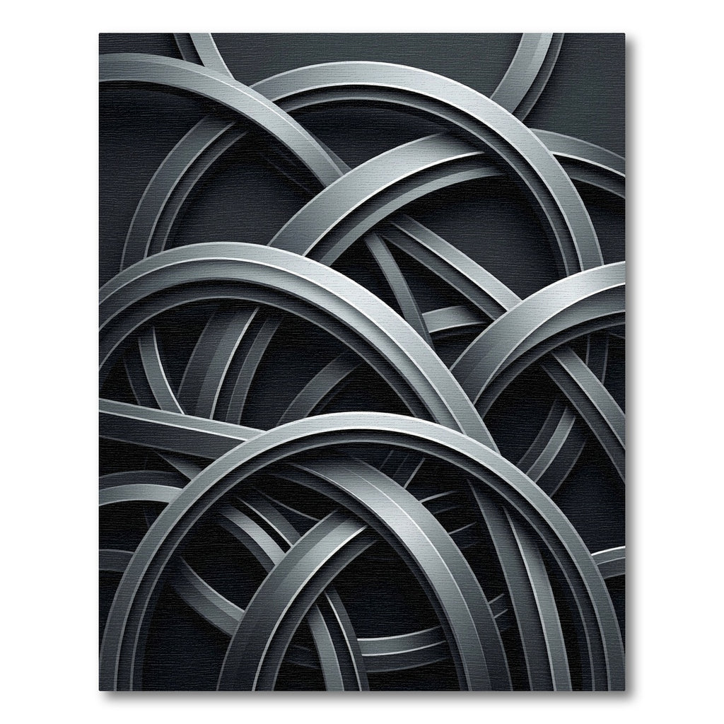 Modern Gray Interlocking Arcs Rug
