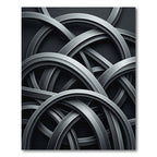 Modern Gray Interlocking Arcs Rug