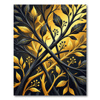 Dark Golden Branch Foliage Swirl Rug