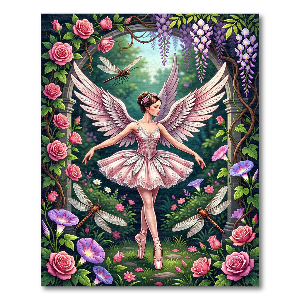 Whimsical Fairy Ballerina Pink Floral Garden Rug