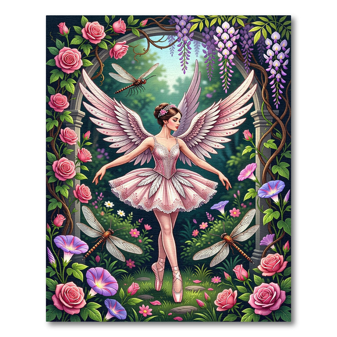 Whimsical Fairy Ballerina Pink Floral Garden Rug