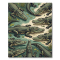 Swamp Green Alligator Wildlife Illustration Rug