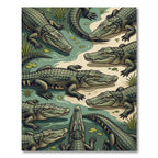 Swamp Green Alligator Wildlife Illustration Rug