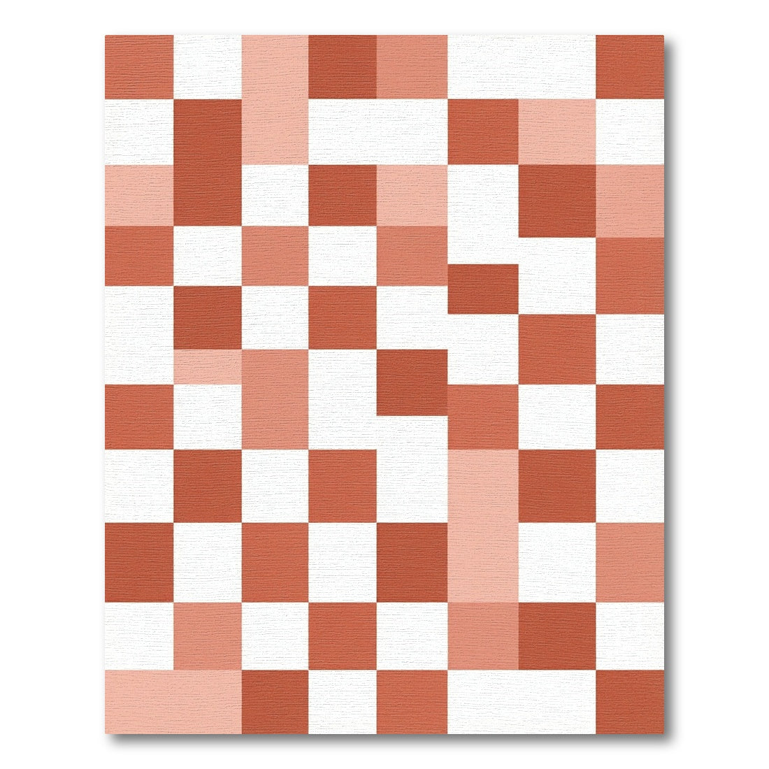 Modern Terracotta Tonal Pixel Block Rug
