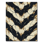 Black and Beige Distressed Chevron Rug