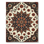 Crimson Floral Medallion Charcoal Accent Rug