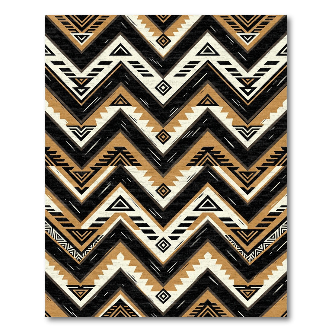 Geometric Zigzag Brown Black Cream Rug