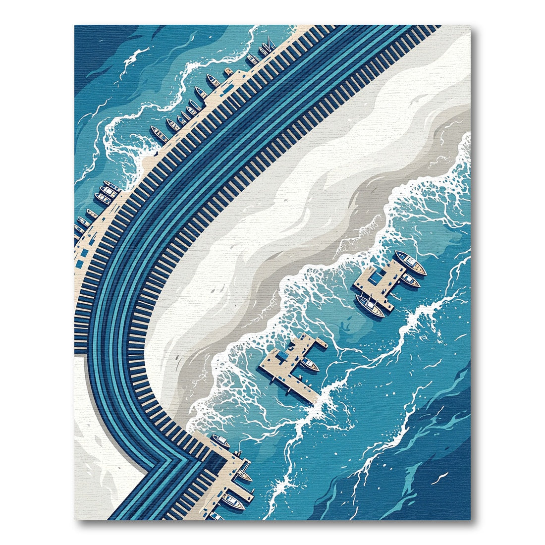 Aerial Blue Harbor Shoreline Wave Rug