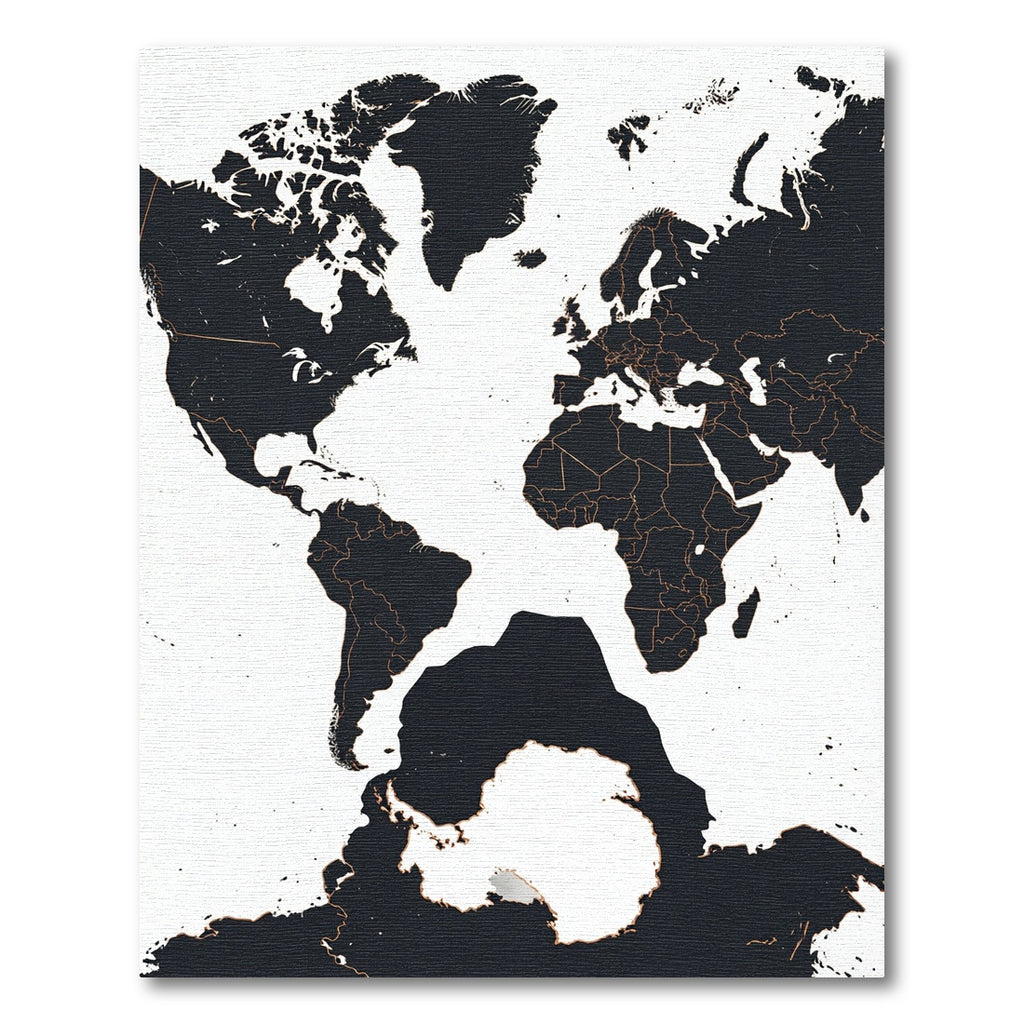 Modern Monochrome World Map Silhouette Rug