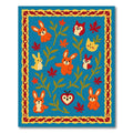 Whimsical Blue Autumn Woodland Critters Rug