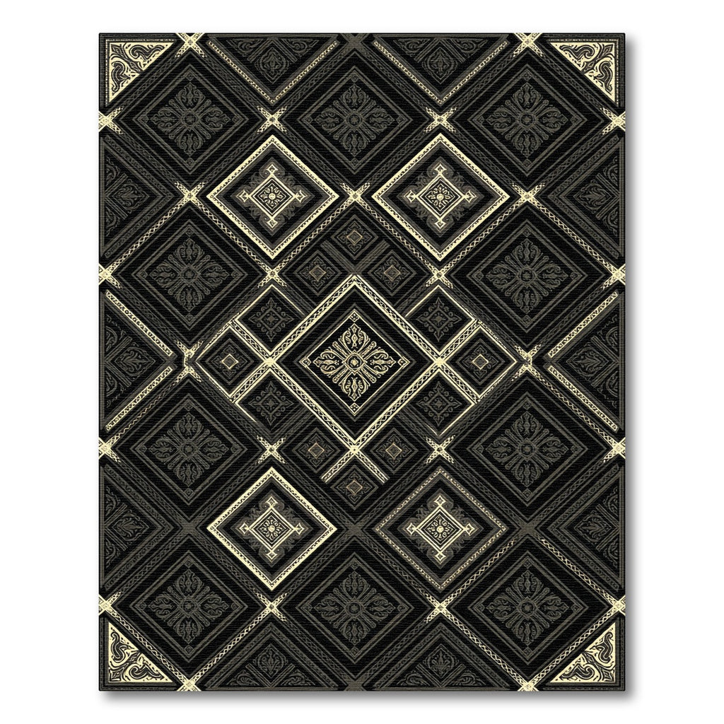 Gold Geometric Lattice Ornate Noir Rug