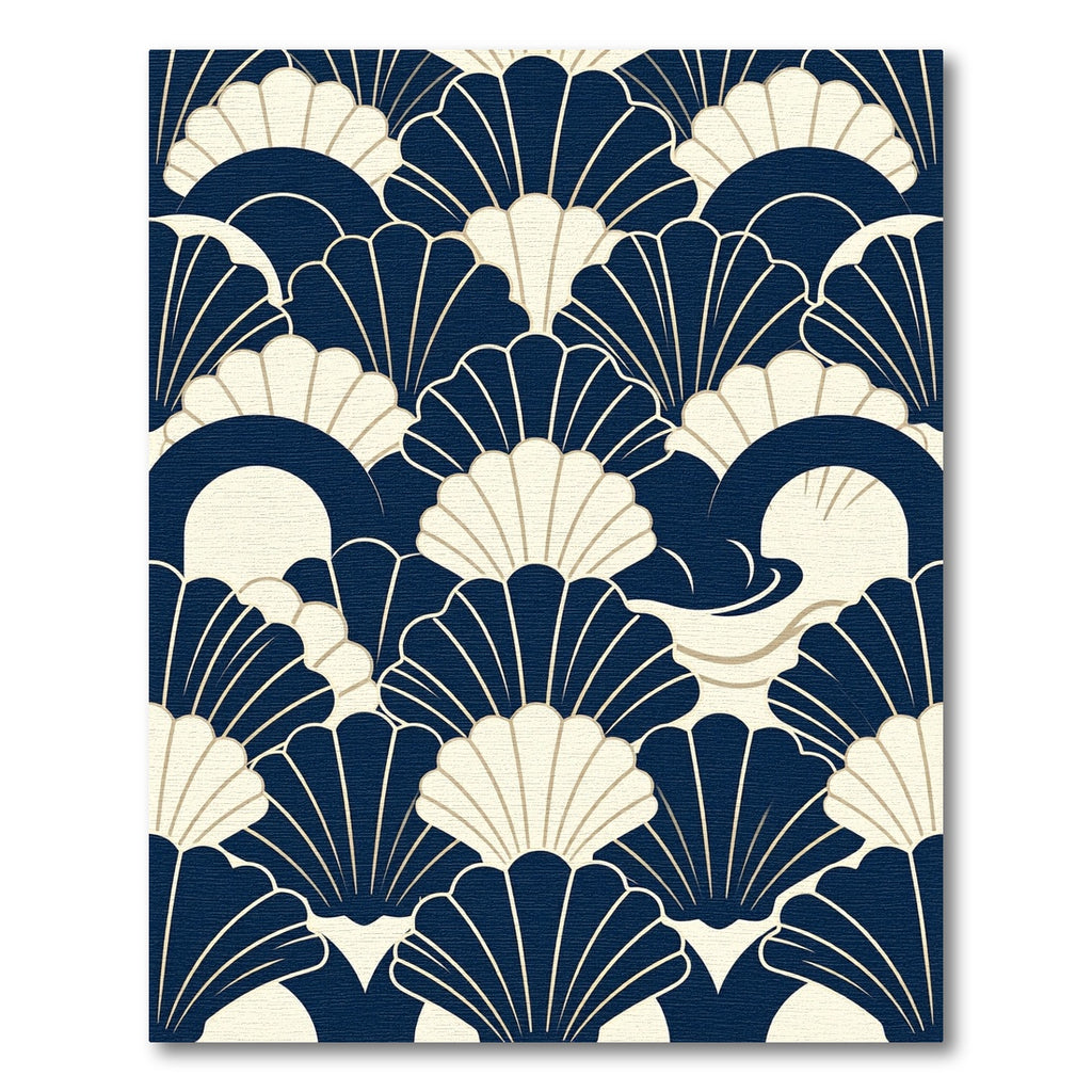 Art Deco Navy and Cream Fan Rug