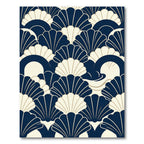 Art Deco Navy and Cream Fan Rug