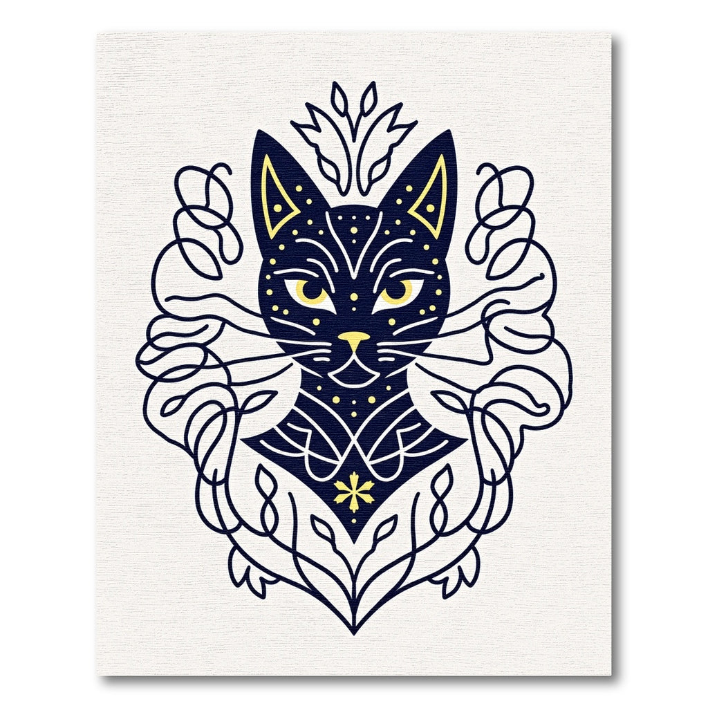 Mystic Midnight Cat Ornamental Rug