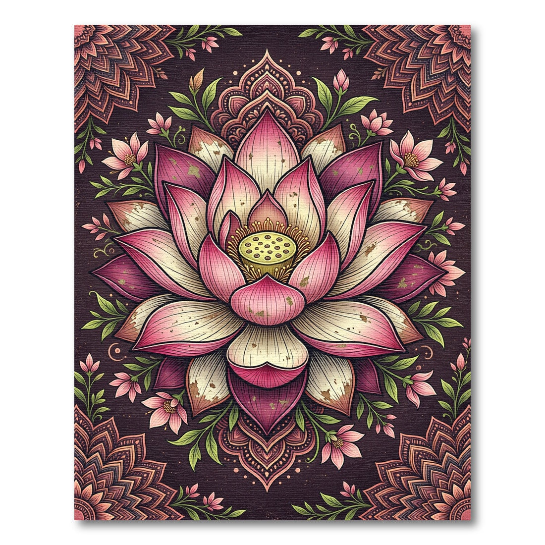 Ethereal Pink Lotus Floral Mandala Rug