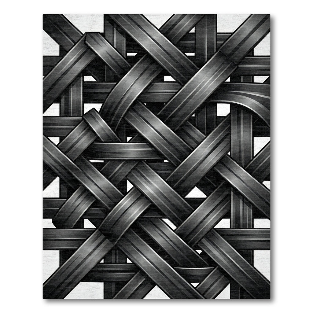 Modern Black Interwoven Metallic Ribbon Rug