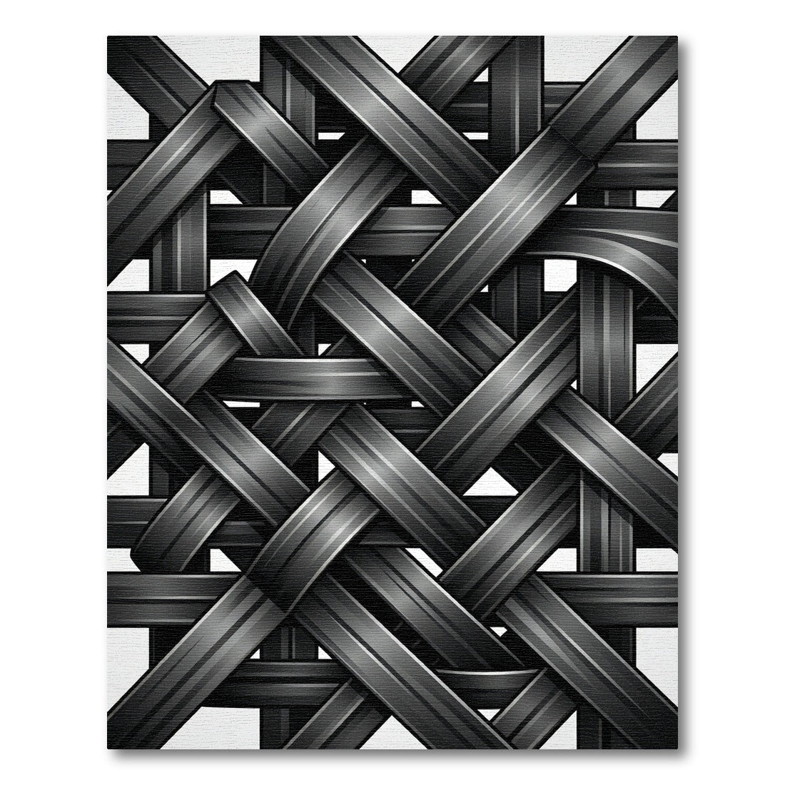 Modern Black Interwoven Metallic Ribbon Rug