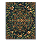 Elegant Emerald and Golden Floral Medallion Rug