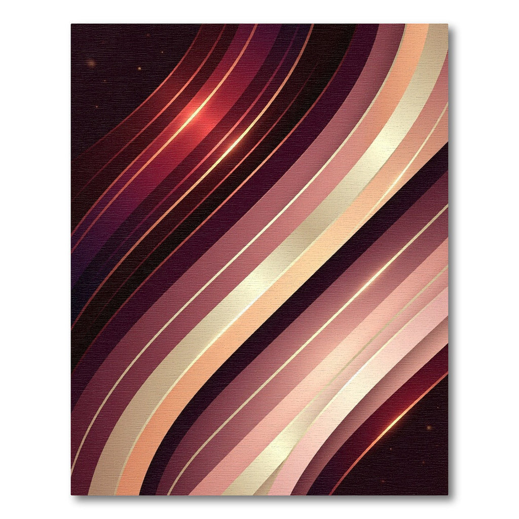 Crimson Gold Abstract Swoosh Rug