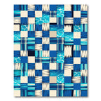 Blue Aqua Patchwork Checkerboard Rug
