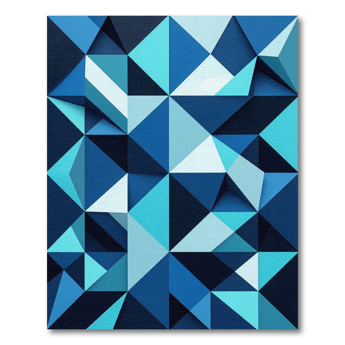 Modern Blue Geometric Angular Prism Rug
