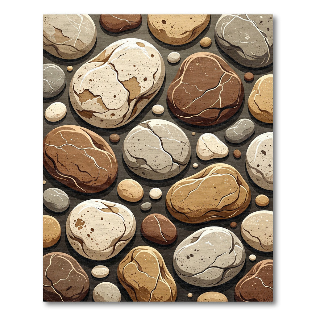 Organic Earthy Tone Pebble Stone Rug