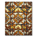 Rustic Ochre Floral Medallion Tile Rug