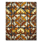 Rustic Ochre Floral Medallion Tile Rug