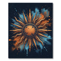 Celestial Copper Sunburst Navy Abstract Rug