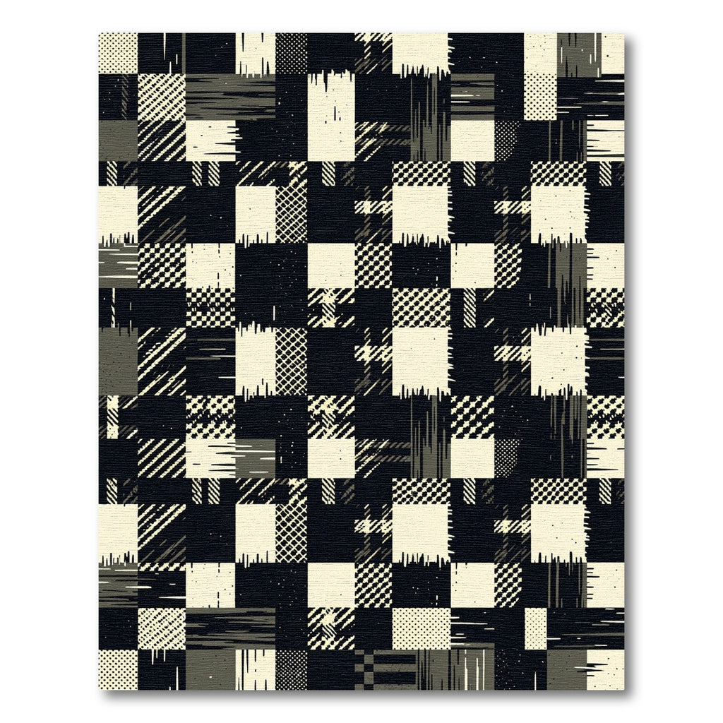 Distressed Patchwork Geometric Arrangement Rug