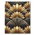 Art Deco Gold Fan Geometric Black Rug