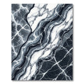 Modern Black and White Marble Swirl Rug
