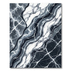 Modern Black and White Marble Swirl Rug
