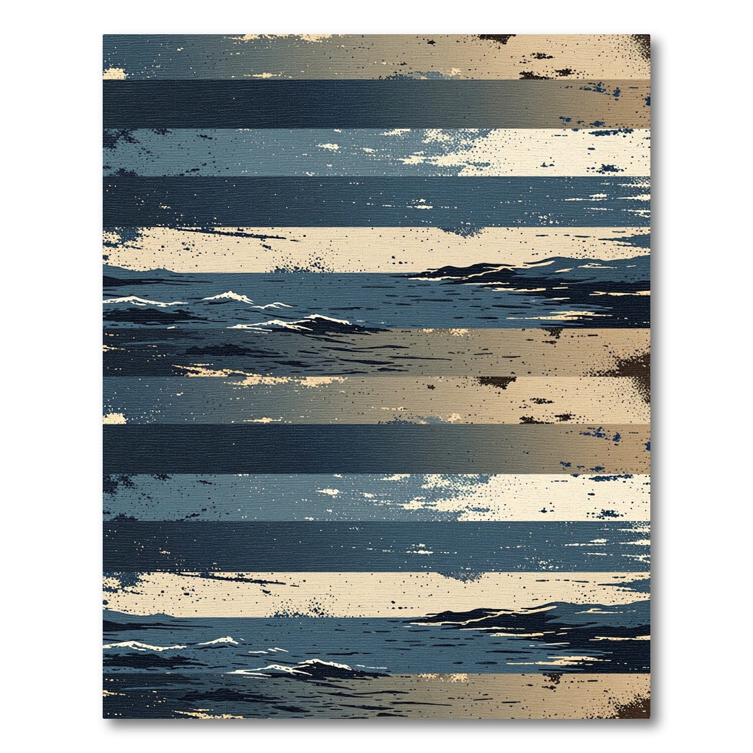 Abstract Horizon Striped Blue Ocean Rug