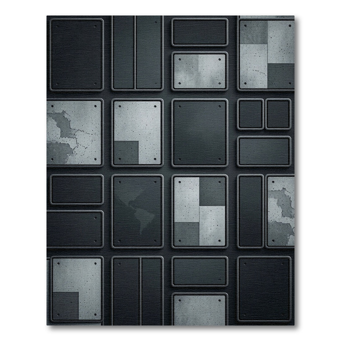 Gray Concrete Panel Grid Rug