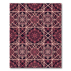Ornate Crimson Floral Lattice Rug