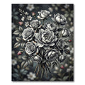 Monochrome Rose Floral Bouquet Art Rug