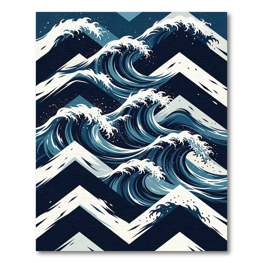 Japanese Wave Chevron Navy Area Rug