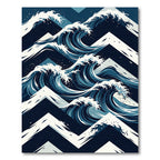 Japanese Wave Chevron Navy Area Rug