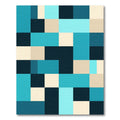 Aqua Blue Geometric Block Rug