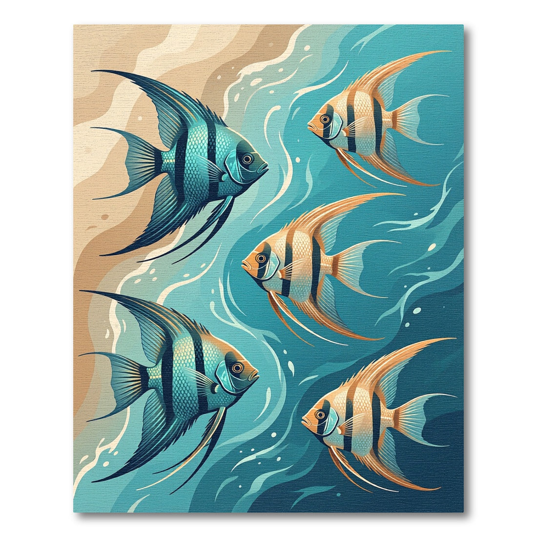 Elegant Angelfish Swimmer Ocean Surface Art Rug