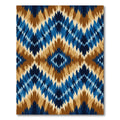 Blue Brown Zigzag Ikat Rug