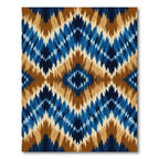 Blue Brown Zigzag Ikat Rug