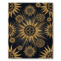 Celestial Golden Arrow Sunburst Black Rug