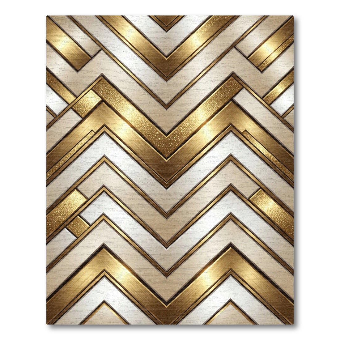 Luxurious Metallic Gold Angular Geometric Art Rug