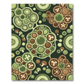 Earthy Green Brown Mushroom Clusters Rug