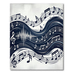 Abstract Navy Musical Wave Art Rug